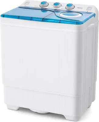 Produktbild von 8,5kg Toploader Waschmaschine mit 2 Kammern, Waschautomat mit Schleuder & Doppelmotor & Timer, 6,5Kg Wasch- & 2Kg Schleuderkapazität, Miniwaschmaschine für Zuhause (Blau)