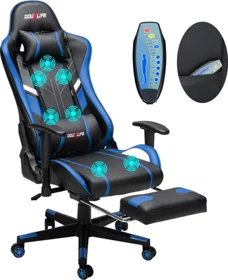 Obrázek produktu pro Herní židle, ergonomický design, masážní funkce, černá modrá