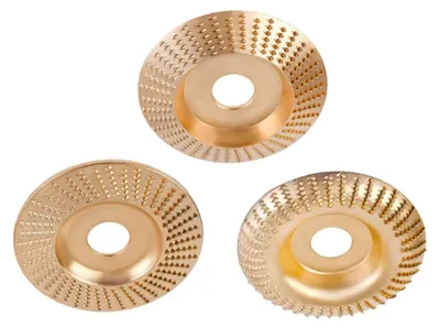 Immagine prodotto di INF Set 3 dischi abrasivi 22mm — Denti affilati Acciaio al carbonio+lega, oro, compatibile con smerigliatrice angolare per intaglio e modellatura del legno