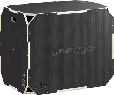 Produktbild von 3-in-1 Plyo-Box, Sprungbox mit Griff-Öffnungen, für Home-Fitness und Outdoor-Workouts, 3 Sprunghöhen, Holz, Schwarz