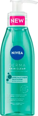 Produktbild von NIVEA – Reinigungsgel – DERMA Skin Purification – Für unreine Haut – Mit Salicylsäure (AHA) & Niacinamid – Gegen Akne & Mitesser – 150 ml - 1 Stück