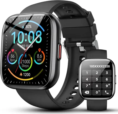Obrázek produktu pro Chytré hodinky pro ženy i muže, s telefonickou funkcí, dotykovým displejem, vodotěsné (IP68), monitorování spánku, kompatibilní s Android a iOS, barva: černá