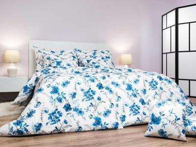 Zdjęcie produktu dla Pościel flanelowa Kvítí modré na bílém 140x200, 70x90 cm