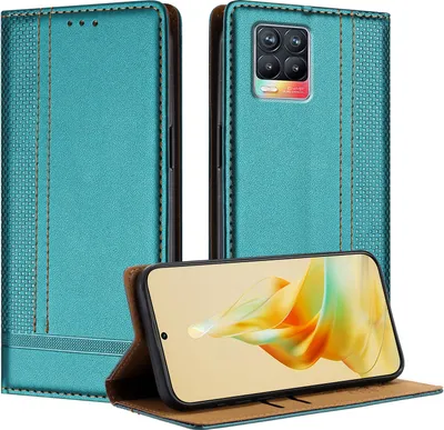 Produktbild von Handyhülle für Realme 8 5G Leder Flip Klappbare Schutzhülle mit Standfunktion Grün