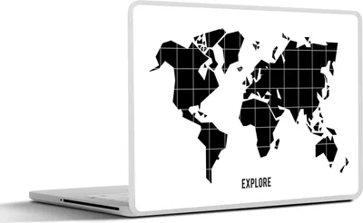 Produktbild von MuchoWow® Laptop Aufkleber Sticker Cover Weltkarte - Trendy - Schwarz 40x30 cm - Laptop Dekoration - Selbstklebend
