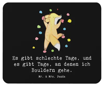 Produktbild von Mr. & Mrs. Panda Mousepad Fuchs Bouldern - Schwarz - Geschenk, Klettern, Mauspad, Kletterhalle, mausteppich, laptop, Boulderhalle, Mouse Pad, mousematte