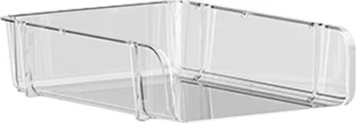 Imagen del producto de Organizador de escritorio transparente para material de oficina, apilable, con estantes para guardar documentos y material de oficina (dimensiones: 26,5 x 33,2 x 8,5 cm)