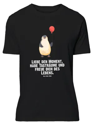 Produktbild von Mr. & Mrs. Panda Größe XL T-Shirt Pinguin Luftballon - Schwarz - Geschenk, Geschenkidee, mit Spruch, Pinguine, Shirt, Tshirt, Liebe
