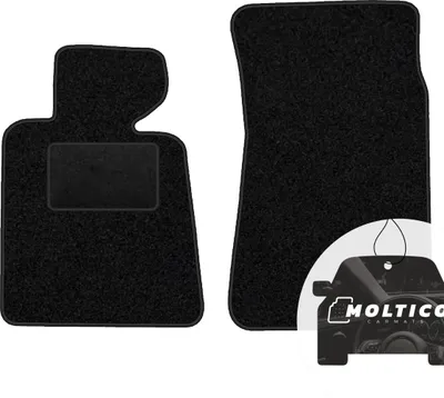 Produktbild von moto-MOLTICO Vorne Fußmatten Auto Velours Autoteppiche Schwarz Automatten Set 2-teilig passend für BMW 3er E30 Cabrio 1982-1994