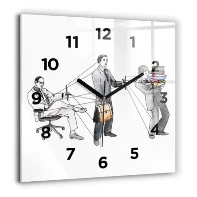 Produktbild von Wallfluent Große Wanduhr – Stilles Quarzuhrwerk - Uhr Dekoration Wohnzimmer Schlafzimmer Küche - Zifferblatt - schwarze Zeiger - 60 cm - Marionettenspieler