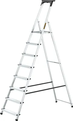 Produktbild von Drabest | Leiter - Haushaltsleiter - Aluminiumleiter - 8 Stufen - mit Plattform - leicht und rutschfest - ideal für Zuhause - Tragkraft 125 kg