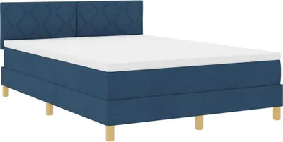 Image de vidaXL Lit boxspring avec matelas avec matelas bleu 140 x 200 cm Tissu