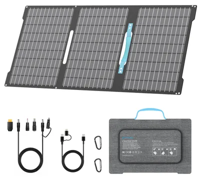 Image de Panneau solaire pliable de 45 W - Chargeur portable pour l'extérieur - Revêtement en ETFE - Avec ports USB et DC