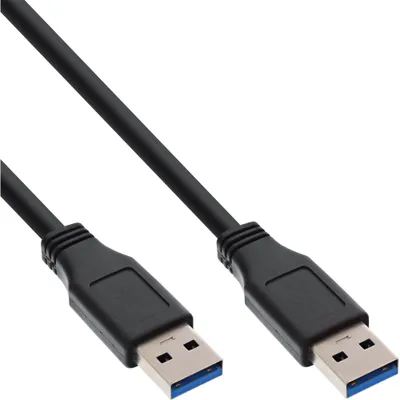 Produktbild von InLine USB 3.2 Gen.1 Kabel, A an A, schwarz, 0,3m, 0,3 m, USB A, Mini-USB B, USB 3.2 Gen 1 (3.1 Gen 1), Schwarz