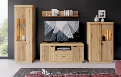Produktbild von Wohnwand >Delamar< (4-teilig) in Eiche  Evoke Nachbildung - 289x197x40 (BxHxT)