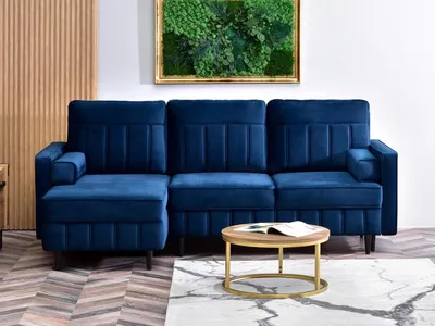 Produktbild von Ecksofa KARELY – Dunkelblau/Schwarz