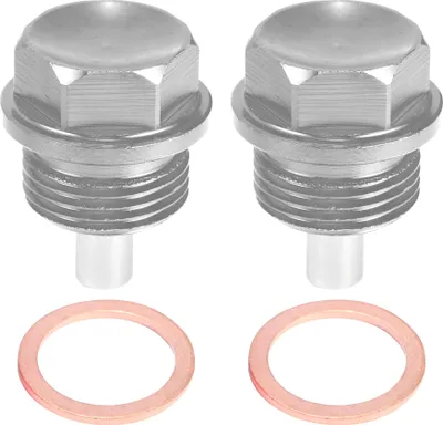 Image de 2 Ensemble Bouchon Vidange M20x1.5 Carter d'Huile Moteur Vis Aluminium Argenté avec Rondelle