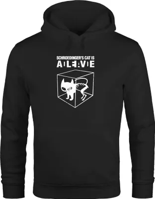 Produktbild von Hoodie Herren Schroedingers Katze Kapuzenpullover Moonworks® schwarz L