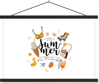 Produktbild von MuchoWow® Textilposter Sommer - Bikini - Erdbeere 150x100 cm mit schwarzem Rahmen - Schlafzimmer