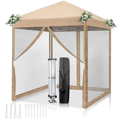 Immagine prodotto di Gazebo pieghevole FCH 2x2m, gazebo pop up con 4 pareti laterali, impermeabile, protezione UV, gazebo da giardino, kaki