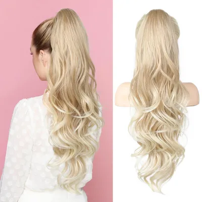 Produktbild von Pferdeschwanzverlängerung 66cm lang gewellt lockig mit Klauenclip synthetisch Blond bis Hellblond