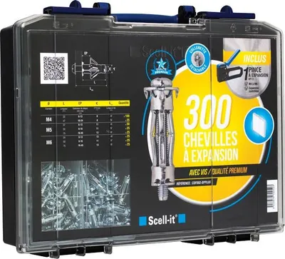 Image de Coffret 300 chevilles à expansion Prenium SCELLIT - avec pince à expansion Optee - COF002-SPPLUS