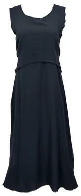 Produktbild von Boho Baumwollkleid, Luftiges Natürliches Sommerkleid, Lagenkleid - Schwarz, Damen, Baumwolle, Größe: XL