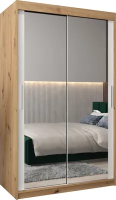 Produktbild von Kleiderschrank, Schiebetürenschrank Schlafzimmer, Schrank mit Spiegel TOKYO 3 120 cm