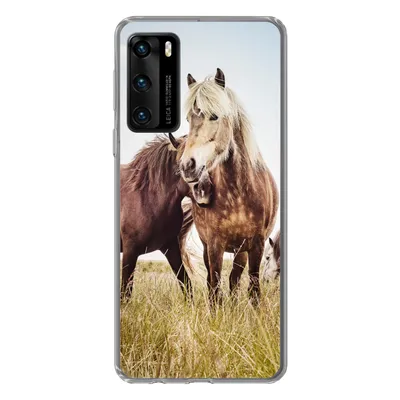 Produktbild von MuchoWow® Handyhülle Schutzhülle Hülle für Huawei P40 Pferde - Gras - Frühling Silikon Softcase Handy Hülle - Handytasche