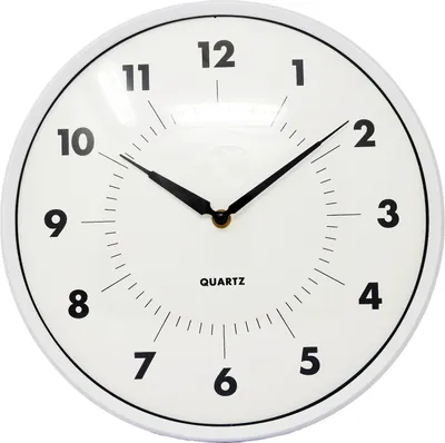Produktbild von Wanduhr Analog Quartz Ø 34 cm Große Zahlen Kunsstoff Weiß Rund
