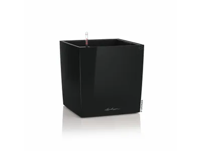 Produktbild von LECHUZA-Pflanzgefäß CUBE Premium 50 Schwarz Hochglanz | Pflanzgefäß mit Bewässerungssystem | Hochglanz-Oberfläche | 49 x 49 x 49,5 cm | 16569