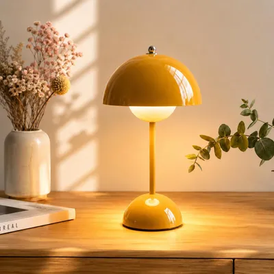 Produktbild von Kabellos Nachttischlampen,LED Tischlampe,Touch Dimmbare kuppelförmige Tischleuchte,3 Lichtfarben Pilzlampe,Schreibtischlampe,Dekotischlampe,Gelb