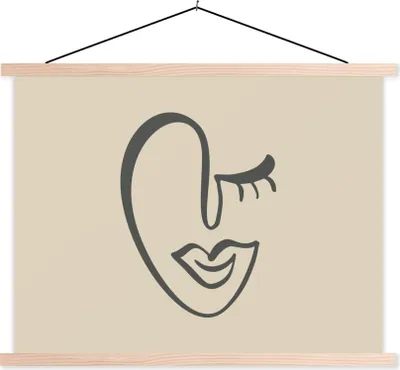 Produktbild von MuchoWow® Textilposter Frau - Gesicht - Lippen 60x45 cm mit holzfarbenen Rahmen - Bild