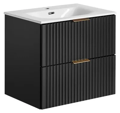 Produktbild von Möbelwaschtisch NOXERA 60 cm – Mattschwarz – Einbauwaschbecken + Siphon