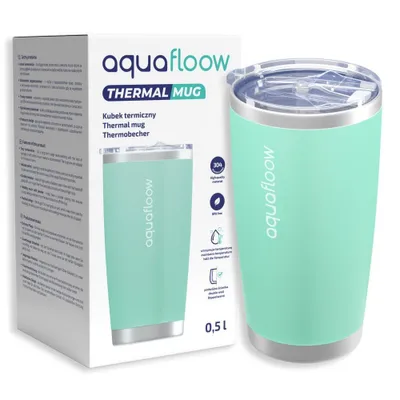 Obrázek produktu pro Aquafloow nerezový termosový hrnek 500 ml máta – izolační hrnek, udržuje nápoje teplé i studené, bez BPA