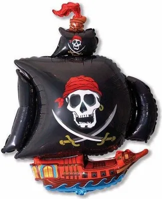 Produktbild von Folienballon, Schwarzes Piratenschiff, 70 cm