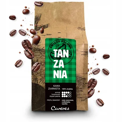 Zdjęcie produktu dla Kawa ziarnista Caveres Tanzania Kilimanjaro 100% Arabica rzemieślnicza palarnia premium 250g