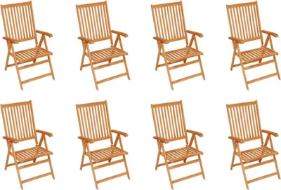 Produktbild von vidaXL Verstellbare Gartenstühle mit Auflagen 8 Stk. Massivholz Teak