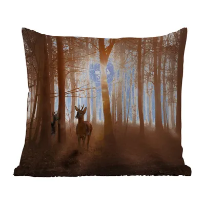 Obrázek produktu pro MuchoWow® Vnější polštář - Les - Jelen - Slunce - Stromy - Zima - Příroda - Zvířata -40x40 cm- Odolnost proti povětrnostním vlivům - polštář do