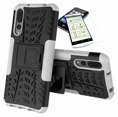 Immagine prodotto di Per Huawei P Smart Plus Custodia ibrida all'aperto 2 pezzi Custodia Cover bianca + vetro H9