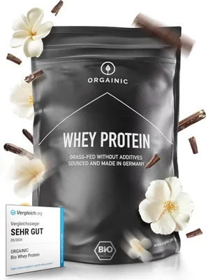 Produktbild von Whey Protein Himbeere -   ohne Zusatzstoffe - Eiweißpulver aus Deutschland - Grasfütterung (Himbeere)