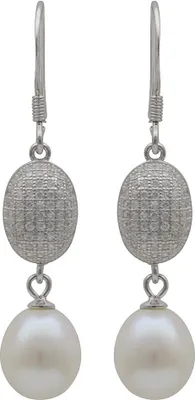 Produktbild von Ohrringe Ohrhänger Süßwasser Zuchtperlen & Zirkonia weiß 925 Silber Damen
