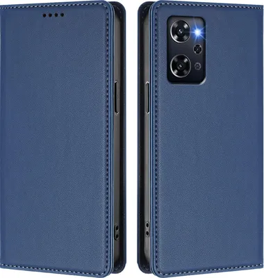 Immagine prodotto di Custodia in pelle per Oppo Reno9 A, custodia a libro magnetica in Finto cuoio con supporto, blu scuro