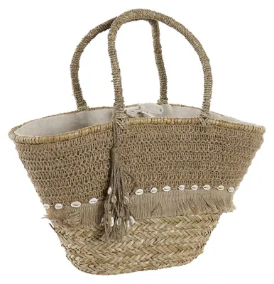 Productafbeelding van BOLSO SEAGRASS YUTE 53X15X51,5 40942,5, met schelpen