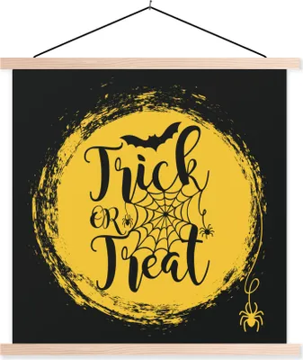 Produktbild von MuchoWow® Textilposter Der Vollmond von Halloween in einer Illustration 40x40 cm mit holzfarbenen Rahmen - Posterleiste