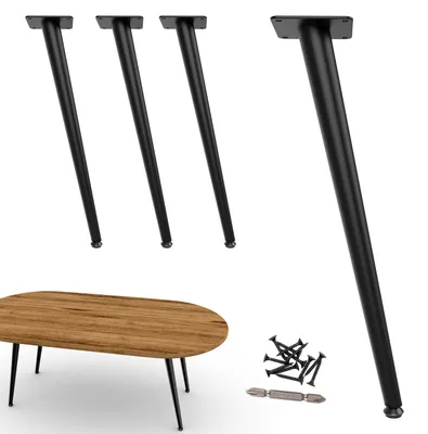 Produktbild von Möbelbeine 40,5 cm - Schwarze Schräge Beine - Set von 4 - Verstellbare Bodenschoner - Hochwertiger Kohlenstoffstahl - Bis zu 550 kg Tragfähigkeit