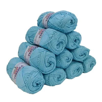 Produktbild von 10 x 50g Strickgarn Terezka 100% Baumwolle Baumwollgarn Häkelgarn, Farbe:hellblau