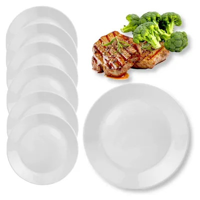 Produktbild von Dinnerteller Geschirrset Set 6 Stück 26,5cm Weiß Flach Tellerset Essteller Glas