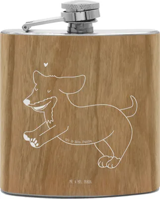 Produktbild von Mr. & Mrs. Panda feldflasche Hund Dackel - Transparent - Geschenk, Hunde, Hip Flask, taschenflasche, Flachmann Edelstahl, Hundebesitzer, Herz, Süß