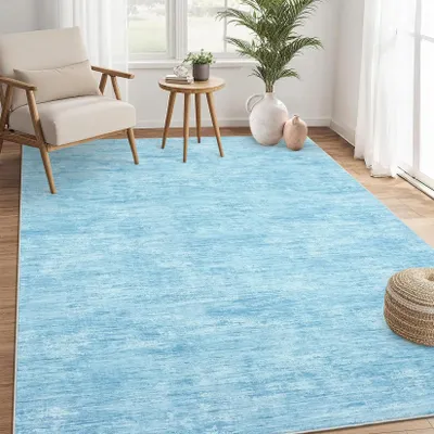 Immagine prodotto di Tappeto lavabile - Tappeto per soggiorno - Design moderno - 100% poliestere - Fondo in gomma antiscivolo - Lavabile in lavatrice - 160 x 230 cm - Blu